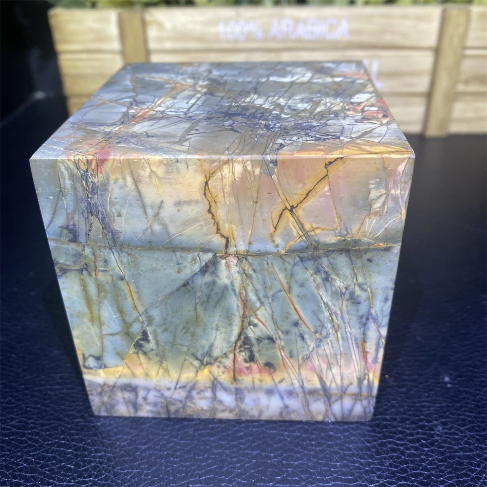 2.9LB 3.1″Natural Cherry Creek Jasper Cube Crystal Reiki Energy Quartz Decor
