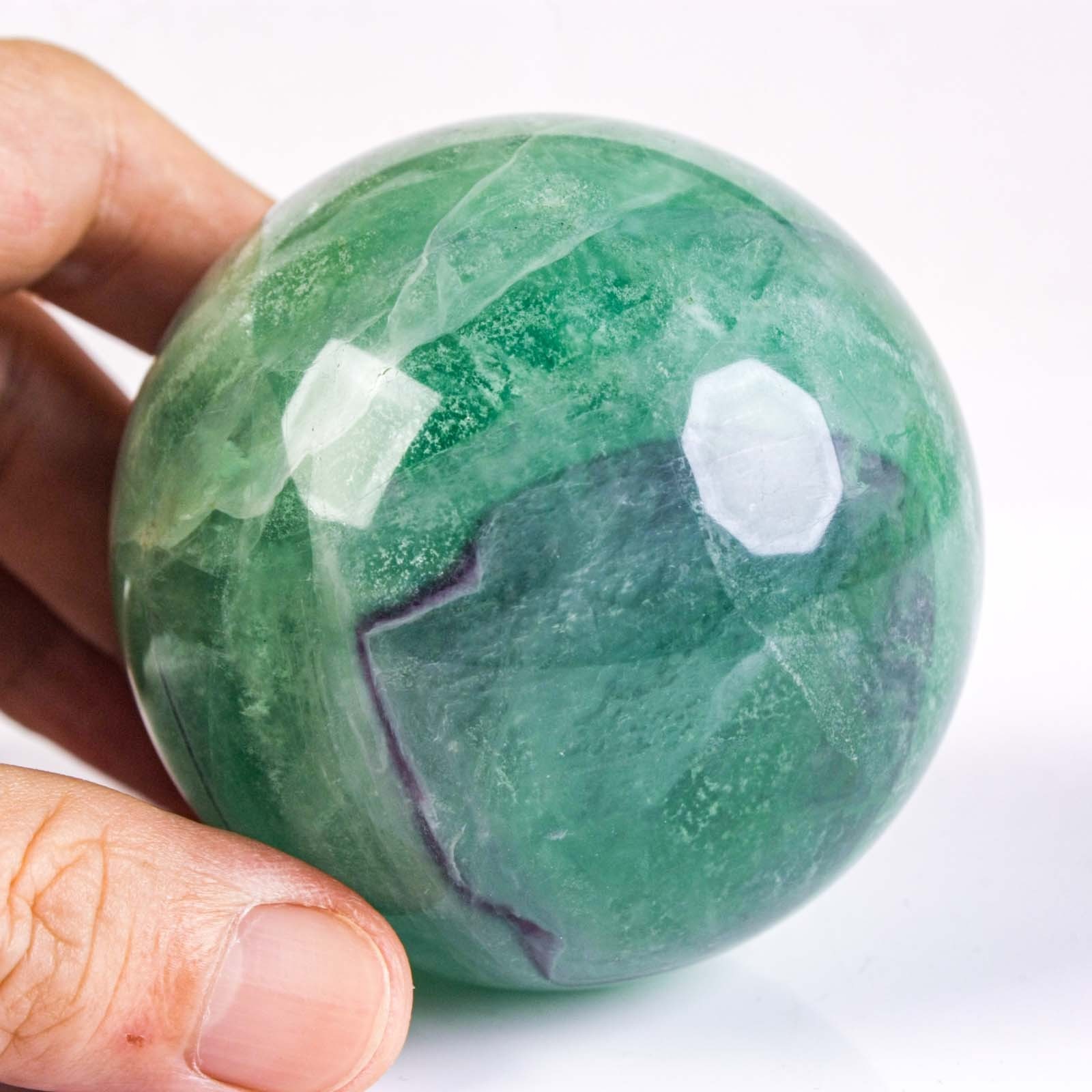 2.6″ 1.1LBS Rainbow Fluorite Sphere Crystal Ball Natural Banded Mineral Specimen