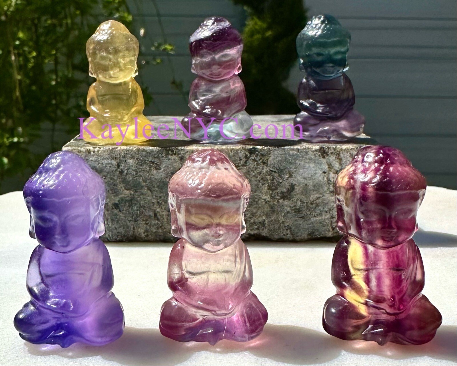 Wholesale Lot 6 PCs 4cm Natural Candy Fluorite Guanyin Crystal Healing Energy