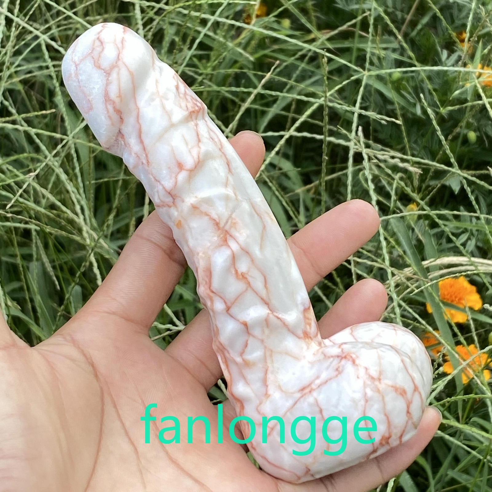 6″ Wholesale Natural Red network stone male penis Carved Figurines Reiki 1pc