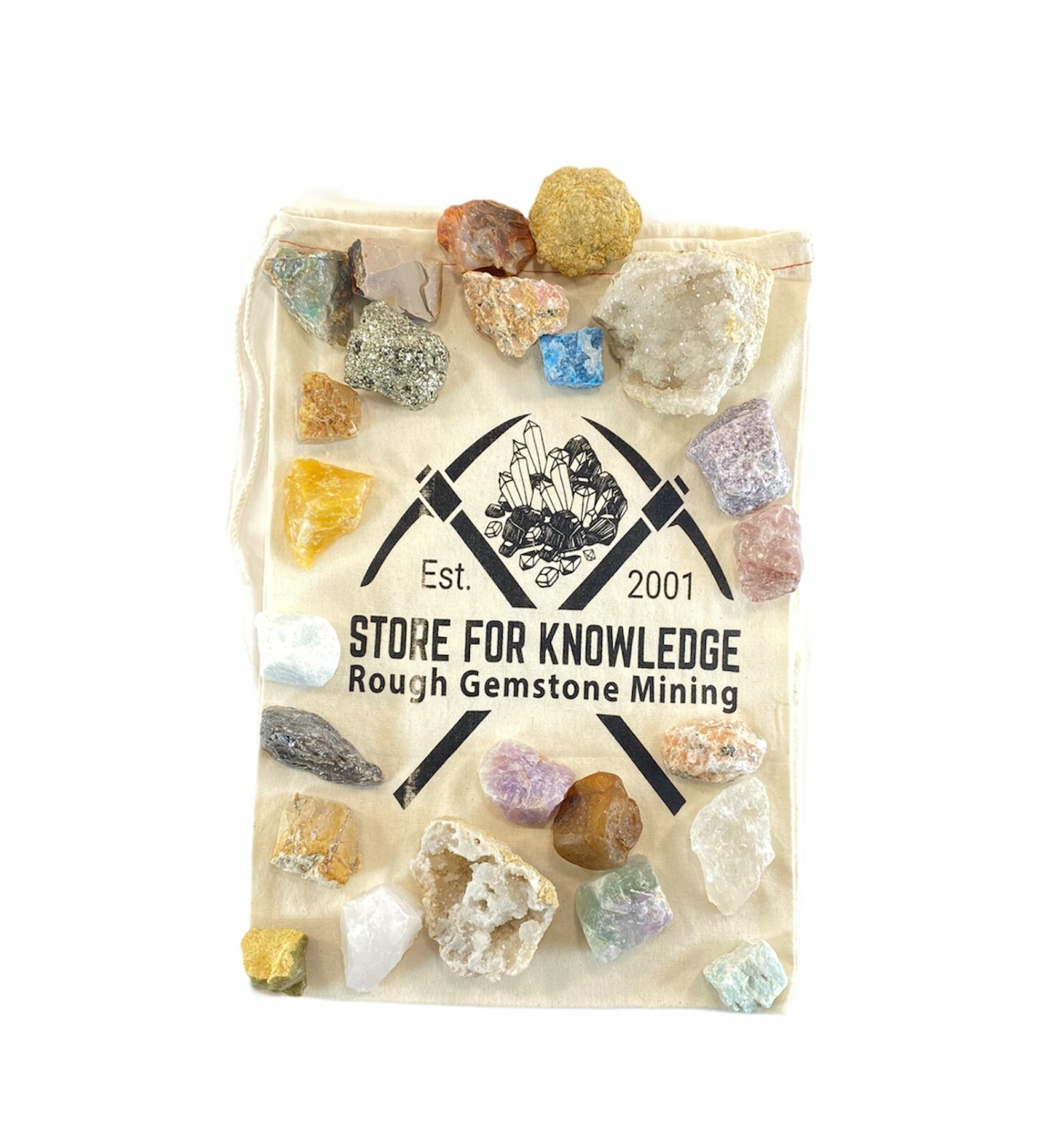 Large Natural Rough Gemstone Mining Bag – 24 Specimens | Rocks and Minerals