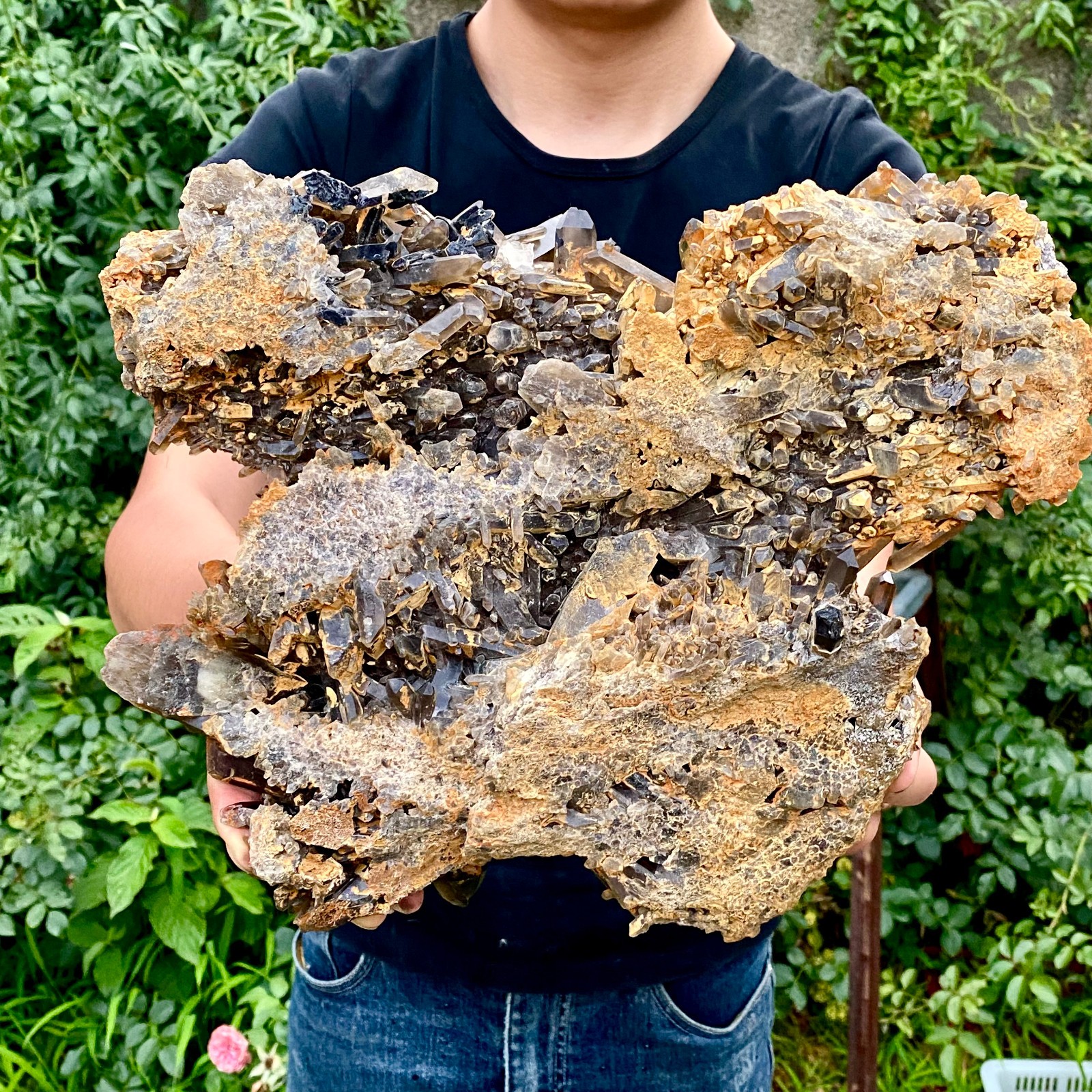 10.8LB Natural Tea black Crystal quartz Cluster Mineral Specimen Healing reiki