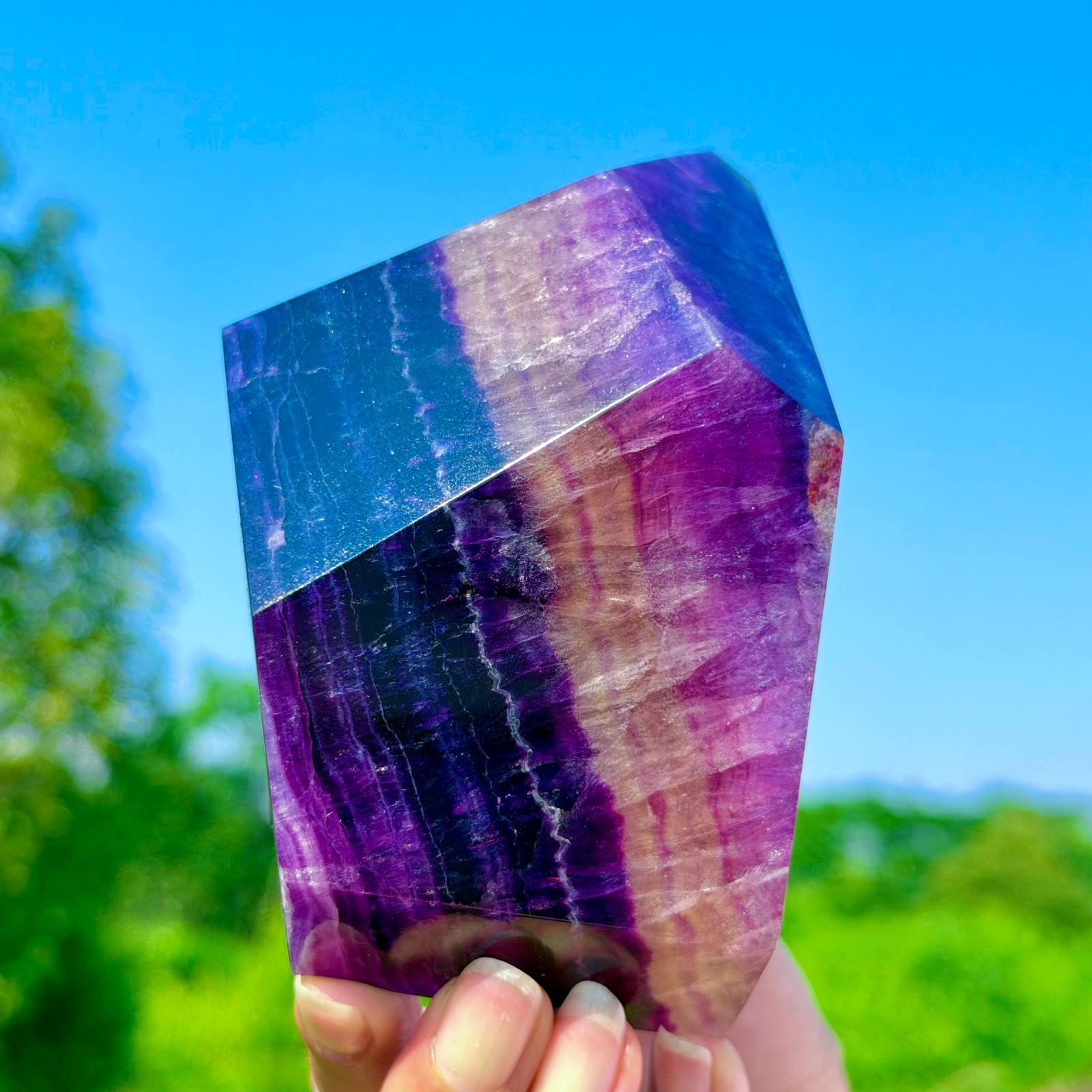 1.92LB Rare Natural Fluorite Quartz Crystal Freeform Mineral Specimen Healing