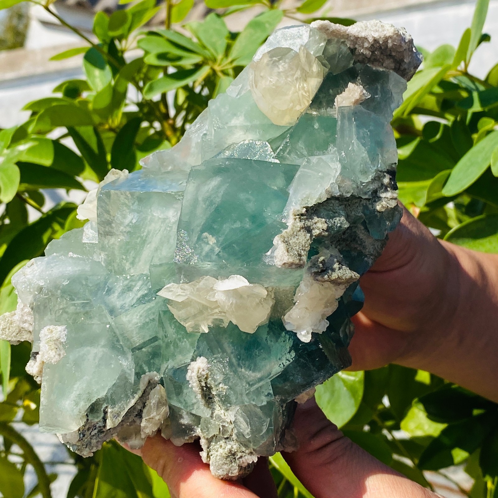 1706g Natural transparent blue green fluorite mineral crystal sample/China
