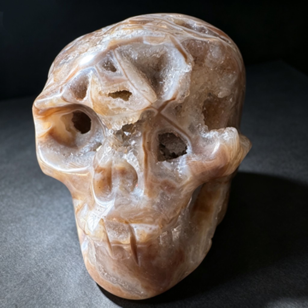 Natural Sphalerite Hand Carved Skull Sculpture, Polished Crystal Healing Statue