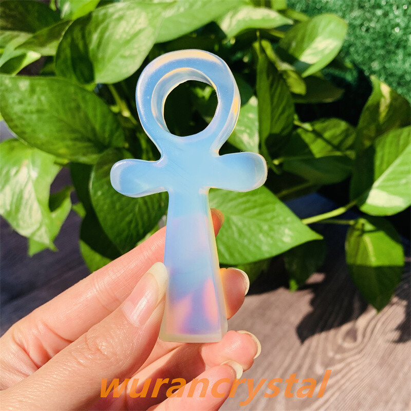 3″+ Natural Quartz Crystal Obsidian point Anka Life Key Life Symbol Cross gift