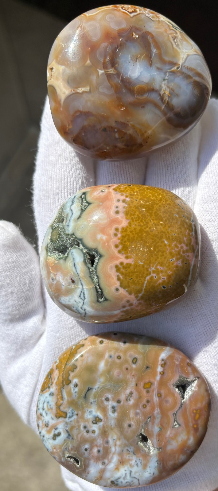 US SALE 297g LOT 3 OCEAN JASPER with 8th VEIN 8 OJ PALM STONES PALM STONE STONES