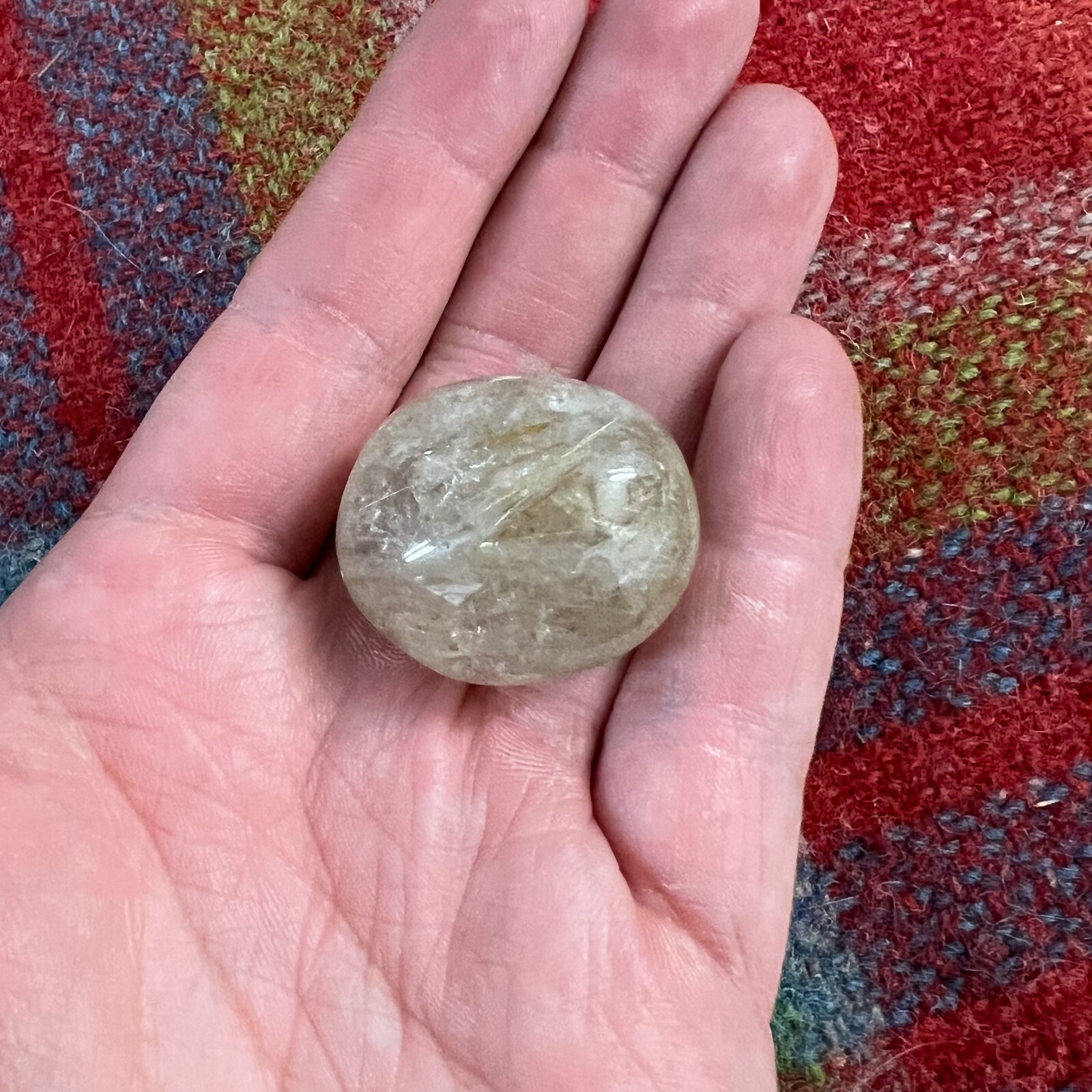 Rutilated Quartz Crystal Gemstone Clear Gold & Silver Strand Sphere 21 Grams