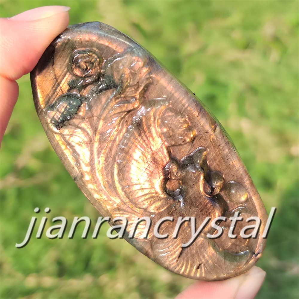Rare Natural Labradorite Carved Phoenix Totem Quartz Crystal Skull Healing 1pc