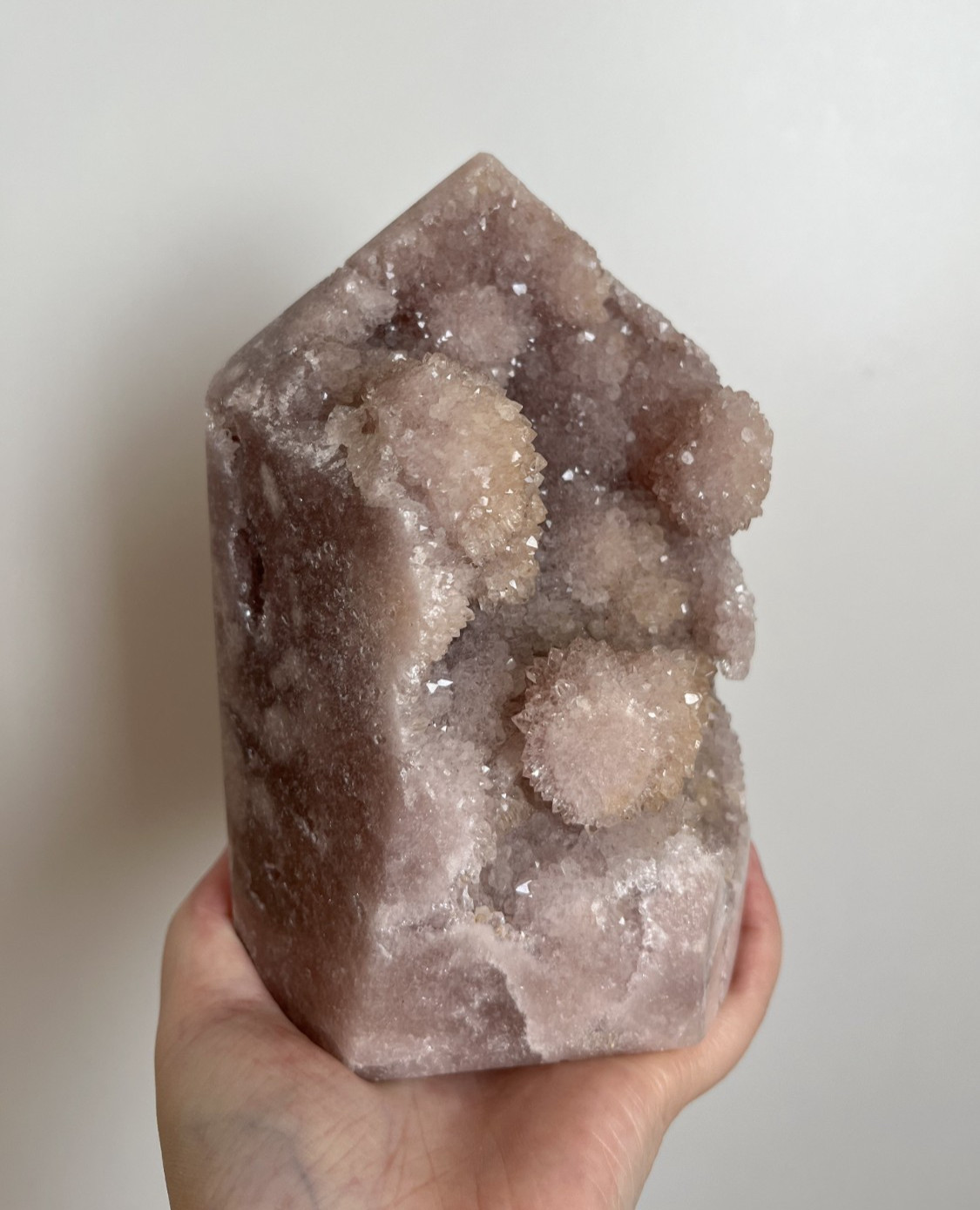 5.75″ Sparkly Bubble Druzy Pink Amethyst Tower Point