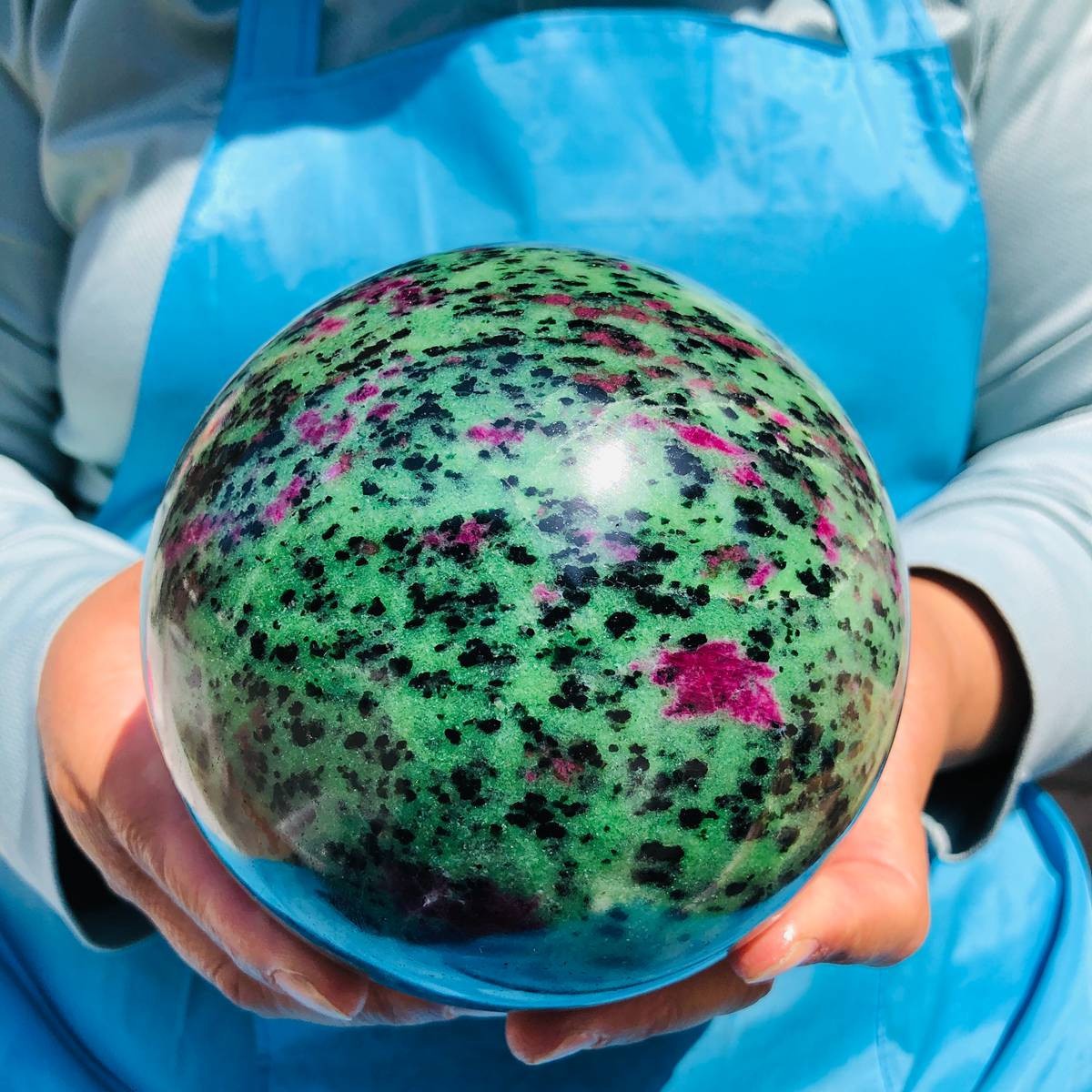 5.91LB Natural Red and Green Treasure Ball Quartz Crystal Sphere Healing 4895