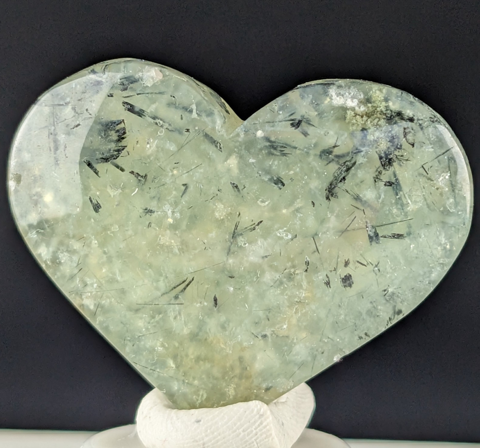 Prehnite Heart Carving Crystal Gemstone Chakra Reiki Mineral