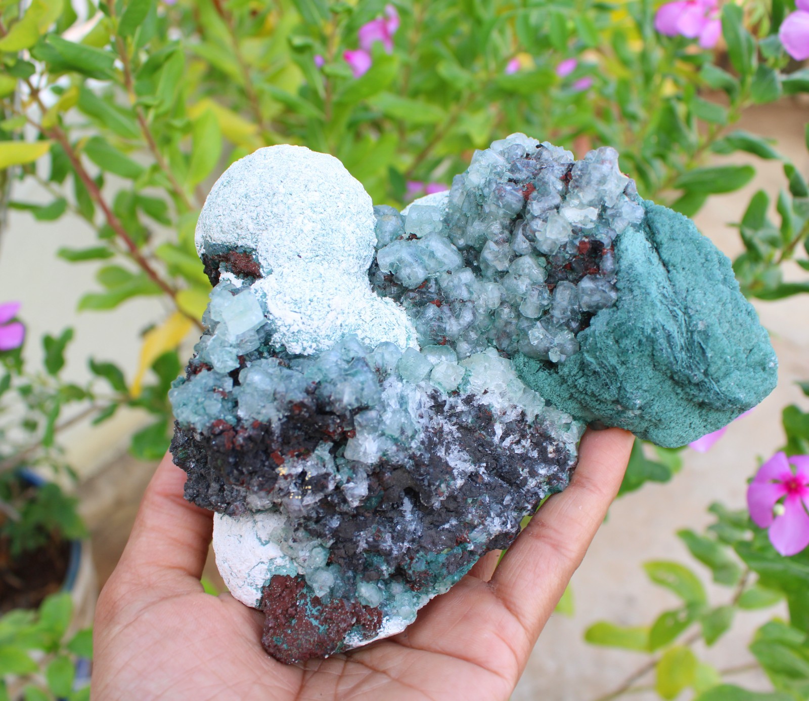 JULGOLDITE w/ GREEN APOPHYLLITE CRYSTAL , STILBITE ON MATRIX MINERALS SPECIMEN