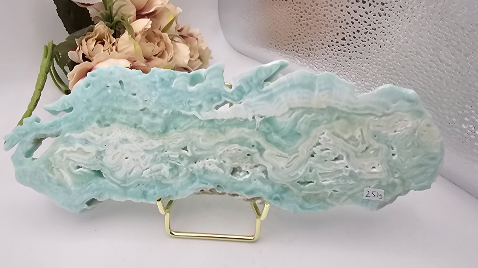 large hemimorphite Slab Slice 251g 7.5cm beach caribbean calcite carribean