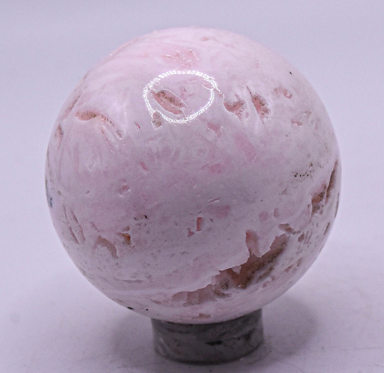 41mm Pink Mangano Calcite w/ Druzy Sphere Polished Natural Gemstone Mineral Peru