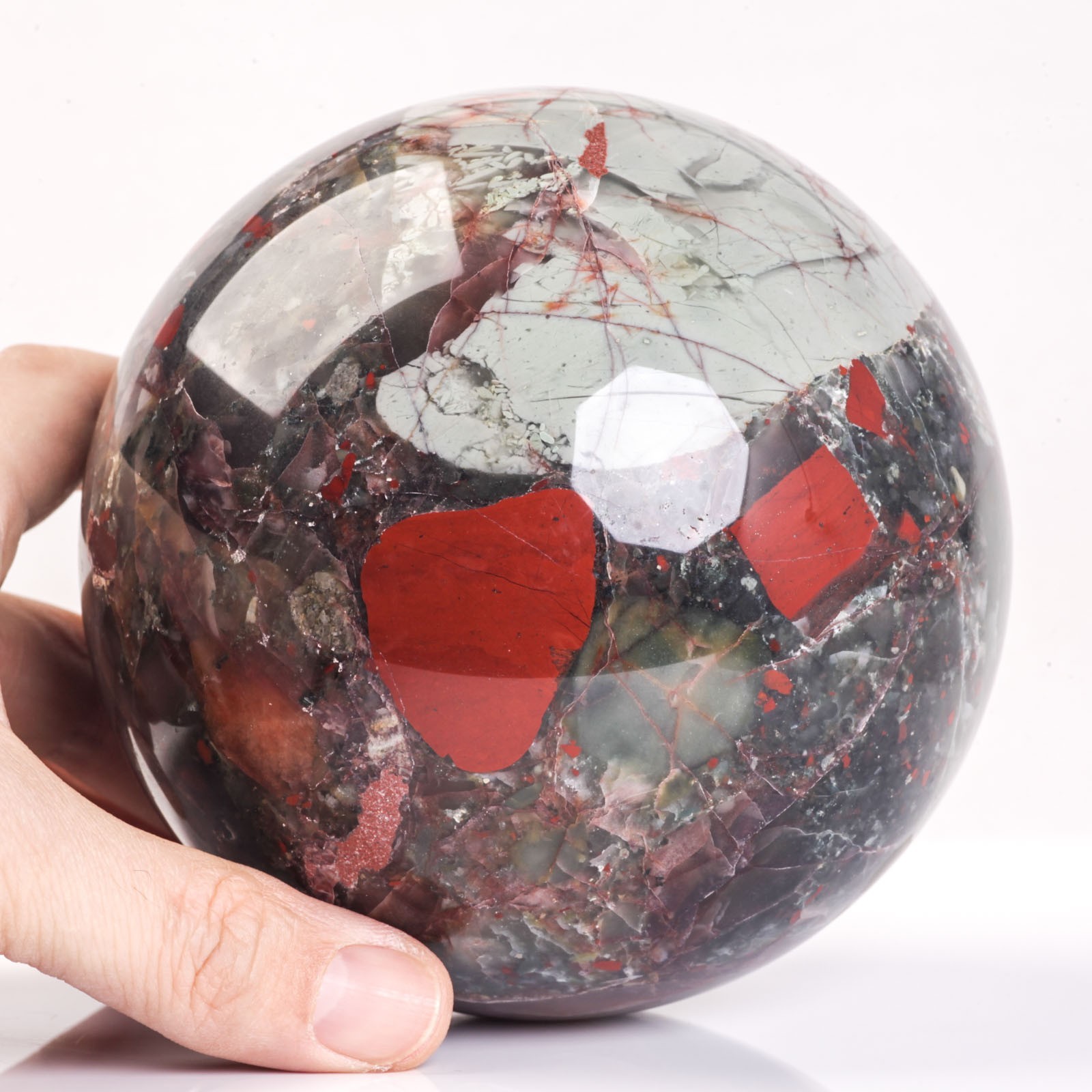 2003g 113mm Large African Bloodstone Sphere Crystal Ball Natural Quartz Healing