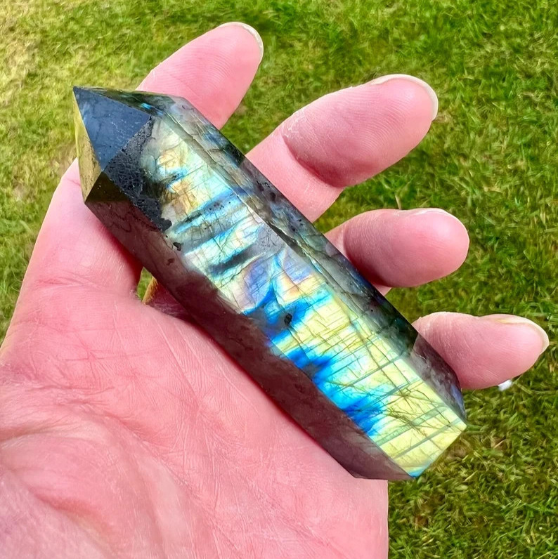 Labradorite Single Tower Point, Natural Gemstone Crystal Stone Wand Healing