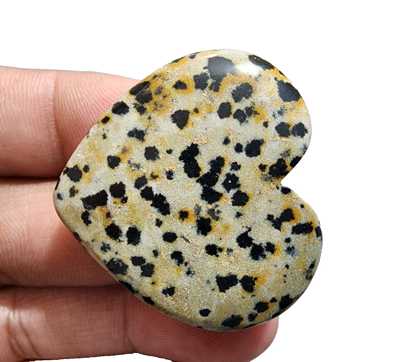 87 Crt Excellent Dalmatian Jasper Heart Shape Ethical Gemstone Cabochon Jewelry