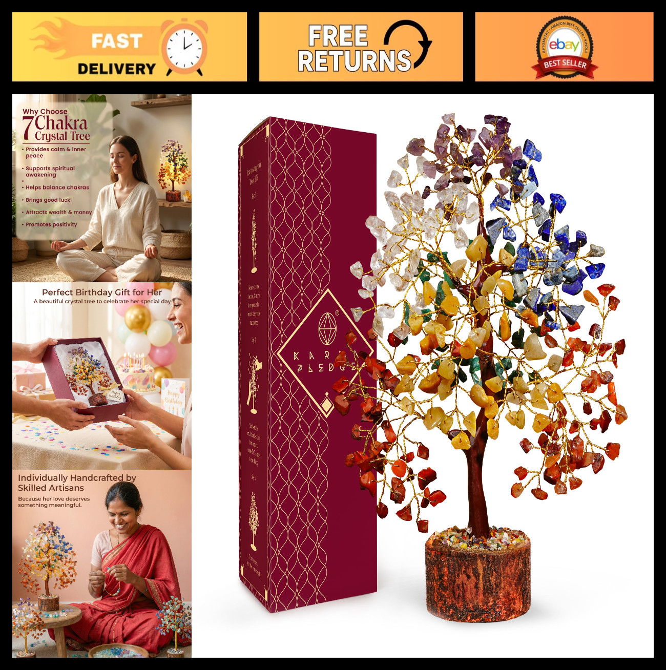Chakra Tree of Life – Handmade Healing Crystal Decor for Home, Office & Gifts