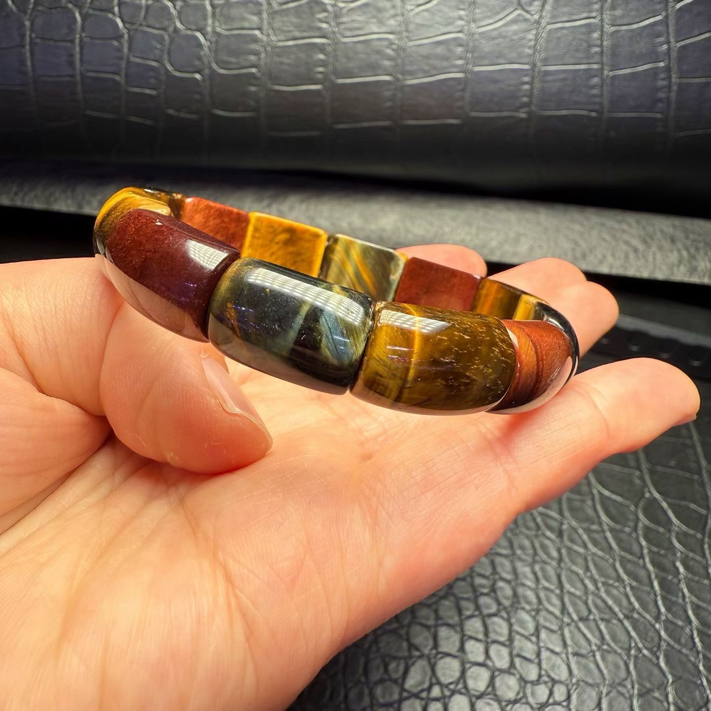 Natural Colourful Tiger’s Eyes Gemstone Balance Stretch Bracelet Healing 1pc