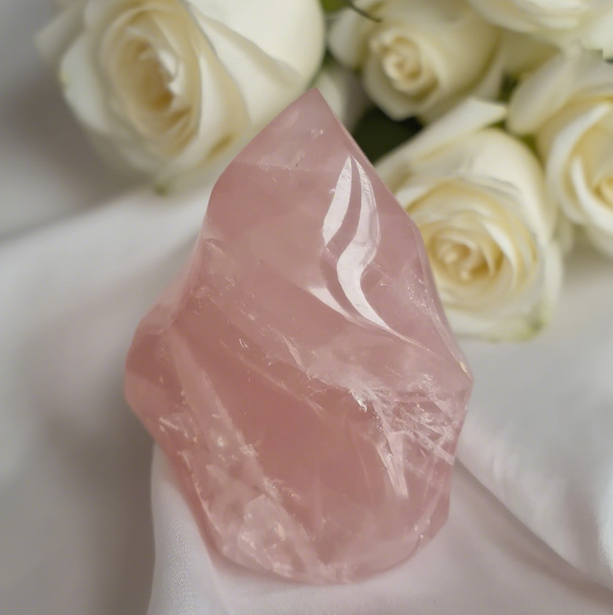 180-200G Rose Quartz Flame Tower Polished Crystal Flame Home Decor Crystal Gift