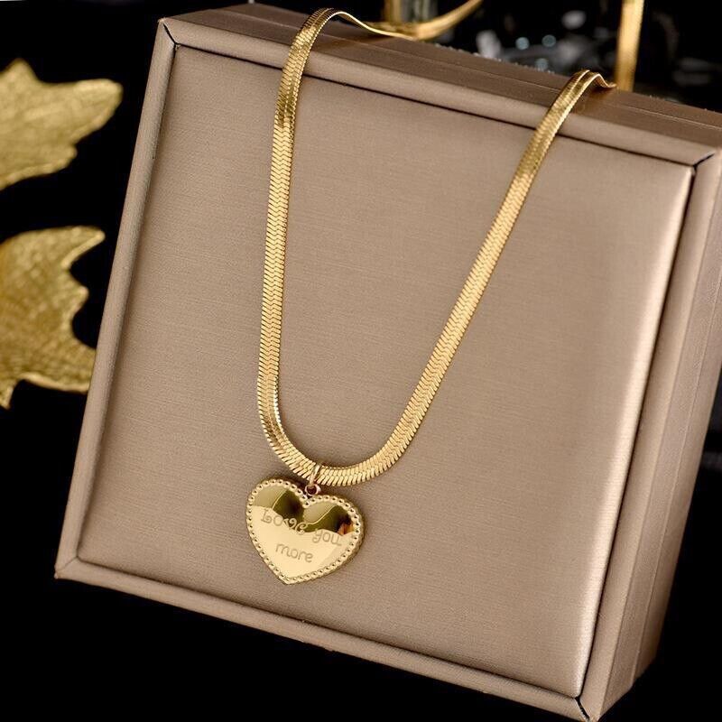 Women’s Fashion Jewelry Gold Heart Love You More Pendant Necklace Gift 1PC