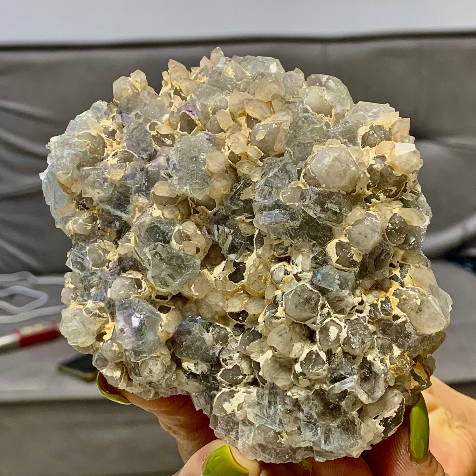 1.29LB Natural Fluorite+Crystal Cluster Mineral Specimen/InnerMongolia