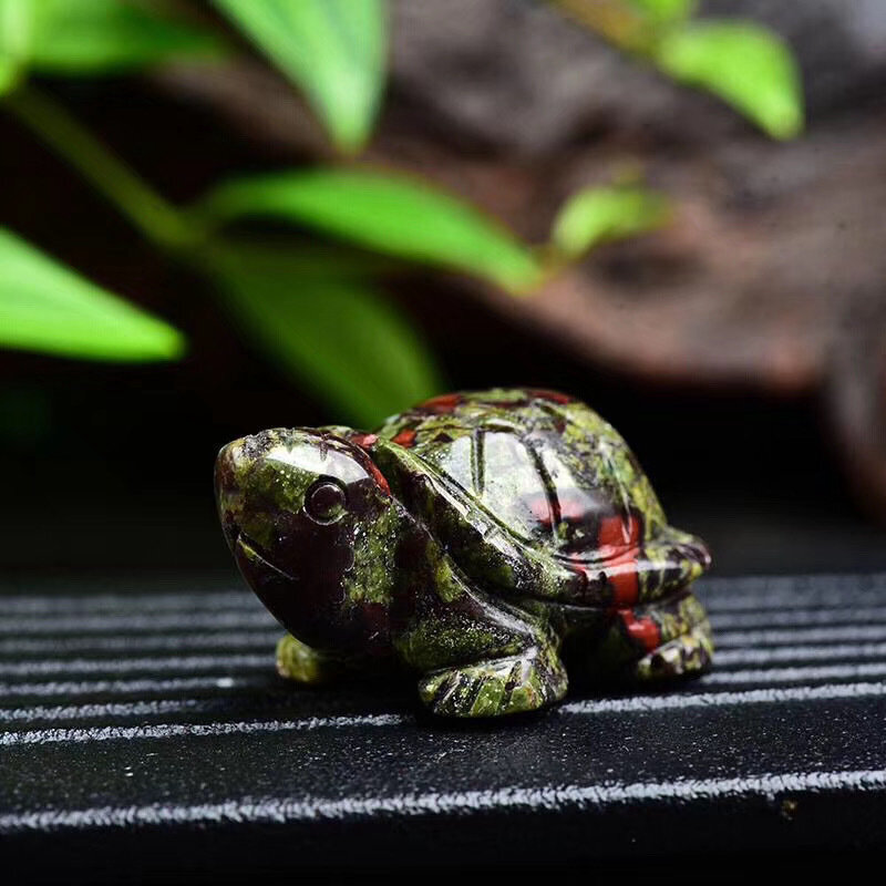 Natural Quartz Crystal Carved Longevity Healing Stone Turtle Animal Statue Decor