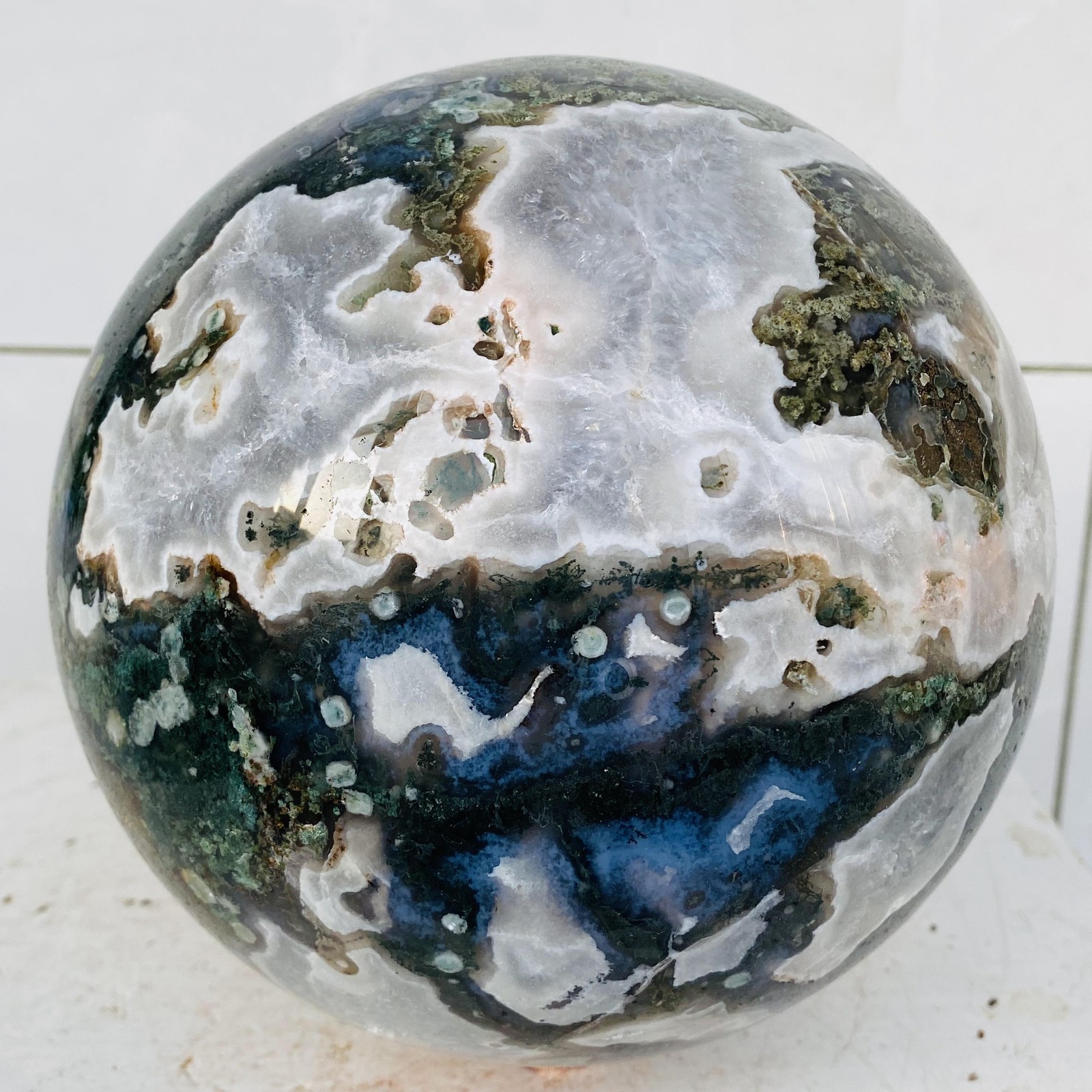 Natural water grass agate sphere crystal ball quartz energy 6280g