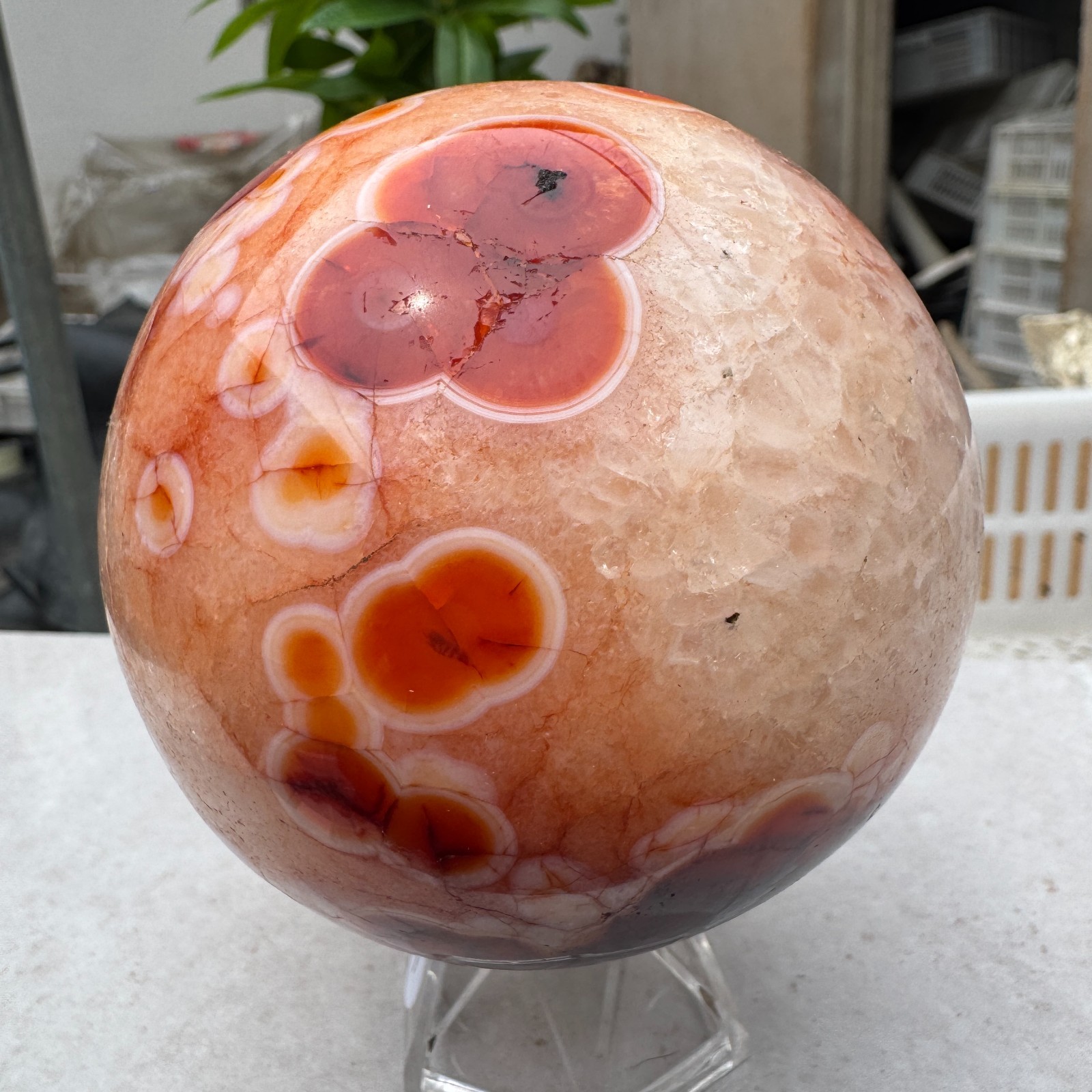 940G Natural red stripe agate sphere Crystal Ball Madagascar mineral