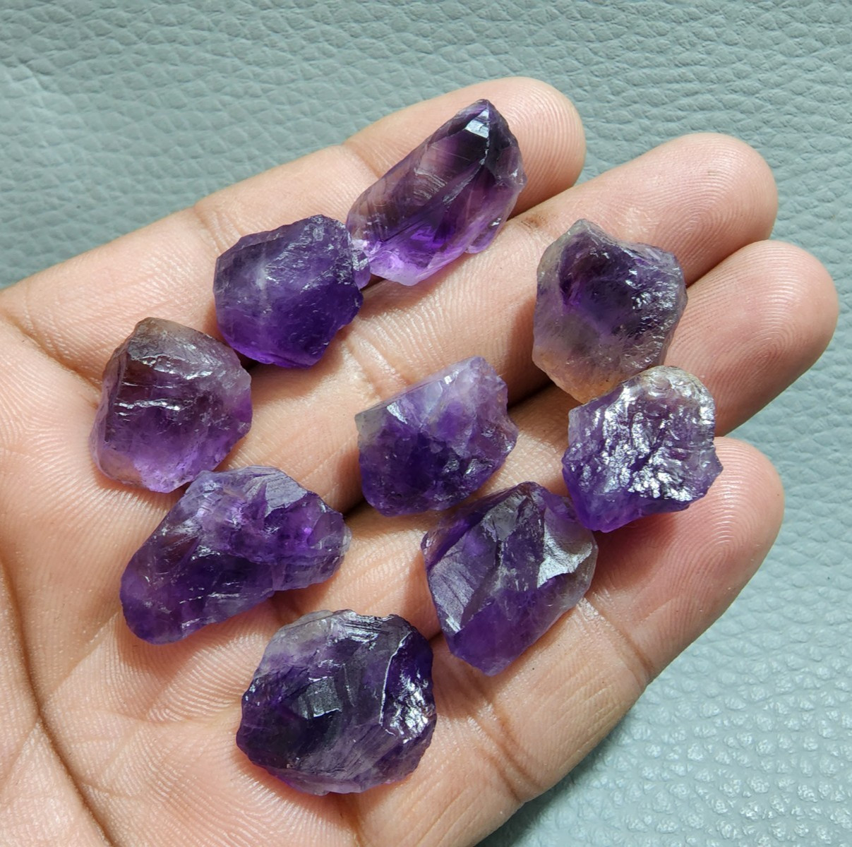 9 Piece Excellent Purple Amethyst Rough Gemstone Raw Size 17-23 MM Crystal Rough