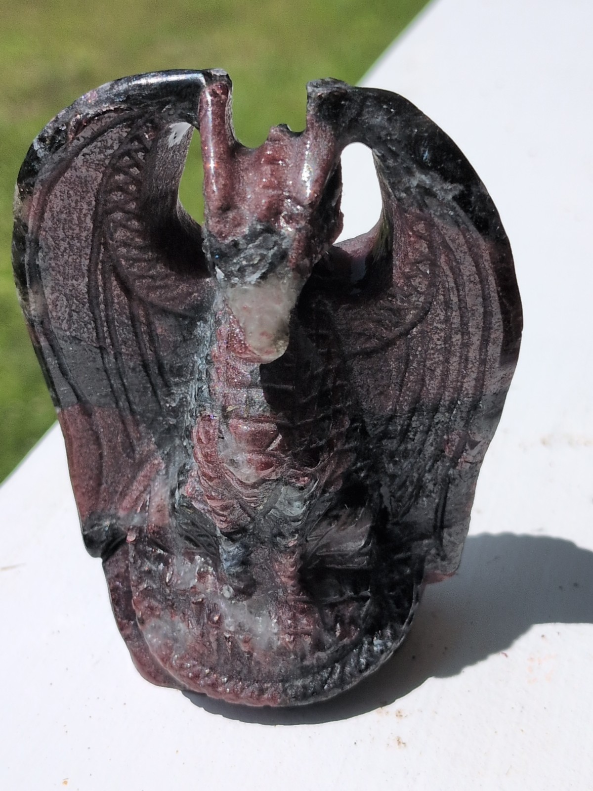 220G Natural Red Obsidian Carved fiery dragon Quartz Crystal Carving Healing