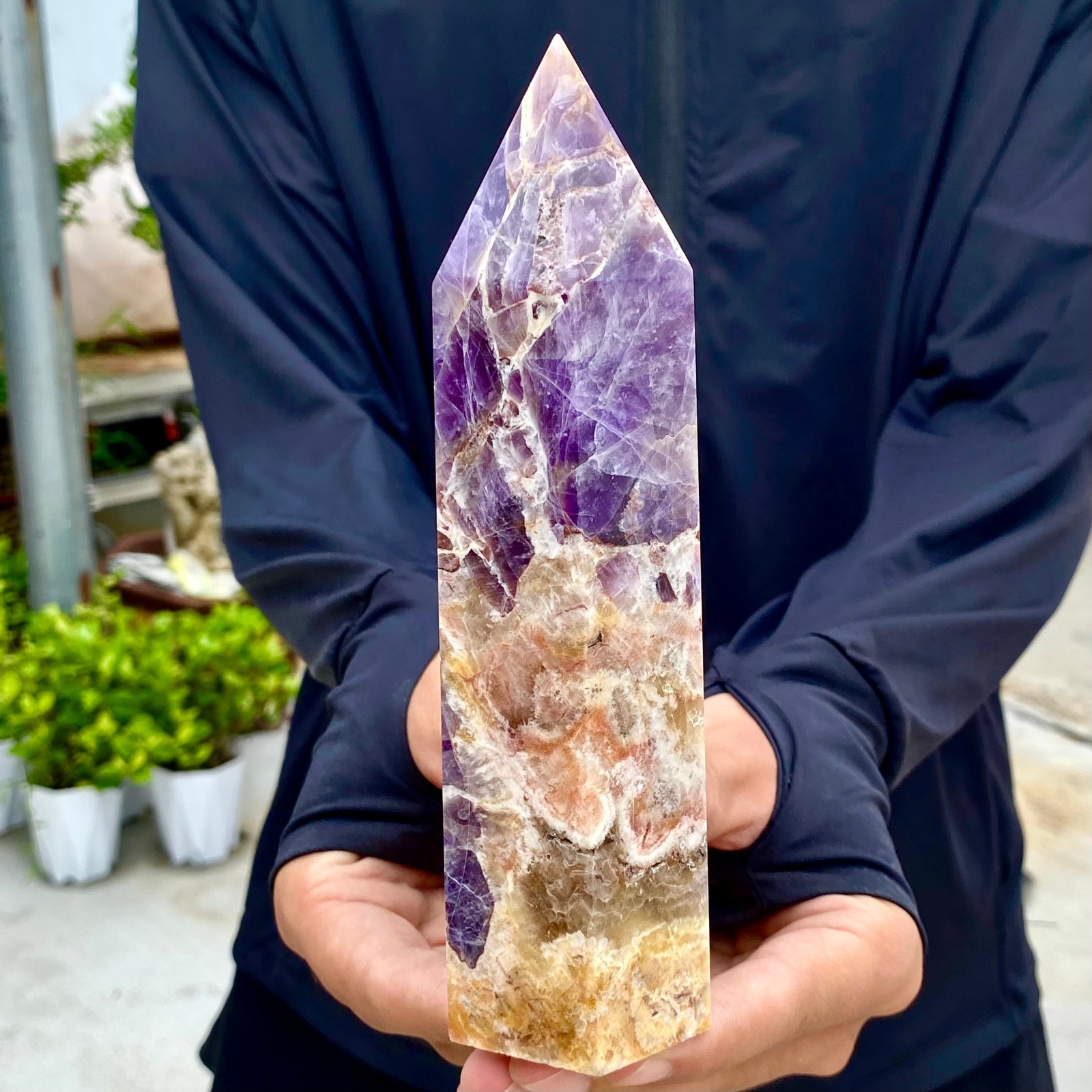 1.5LB Natural Dream Amethyst Crystal Column Magic Wand Obelisk Point Healing