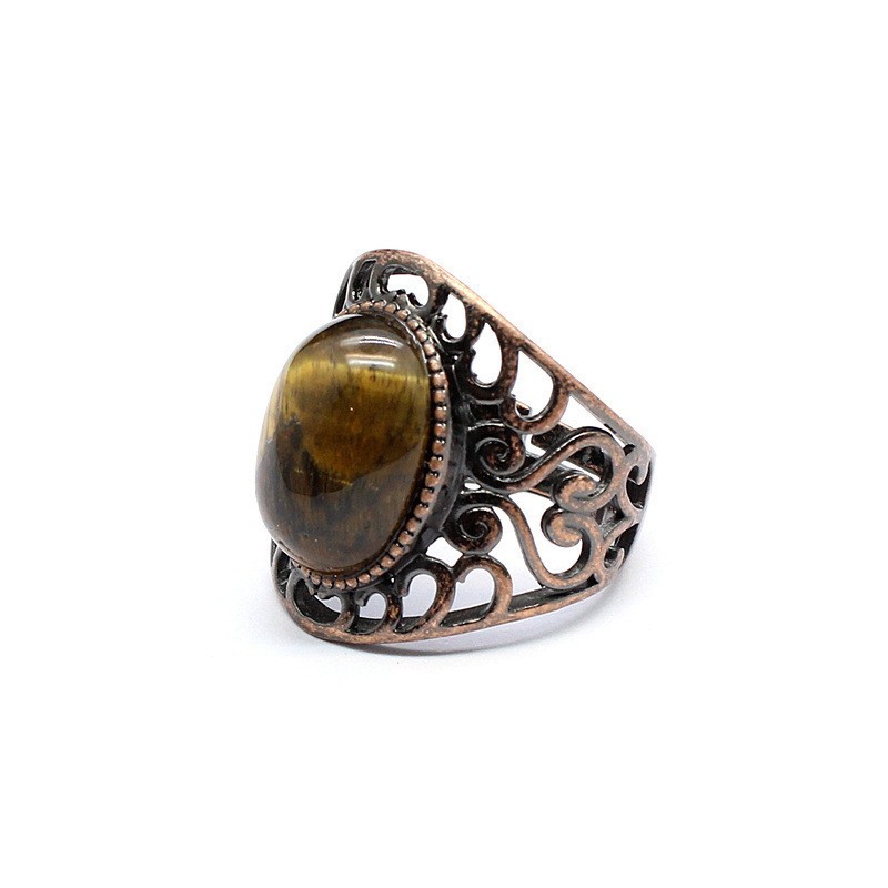 3-5PCS Natural crystal retro style crystal inlaid hollow ring
