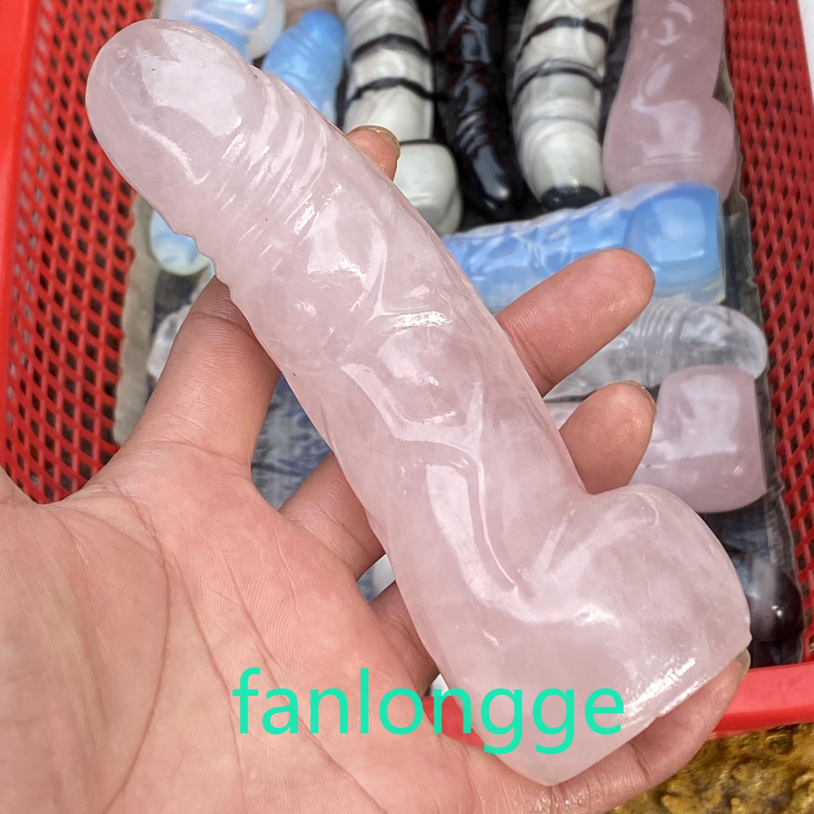 5.8″ Natural Rose quartz Male Penis Quartz Crystal Skull Massager Reiki Gem 1pcs