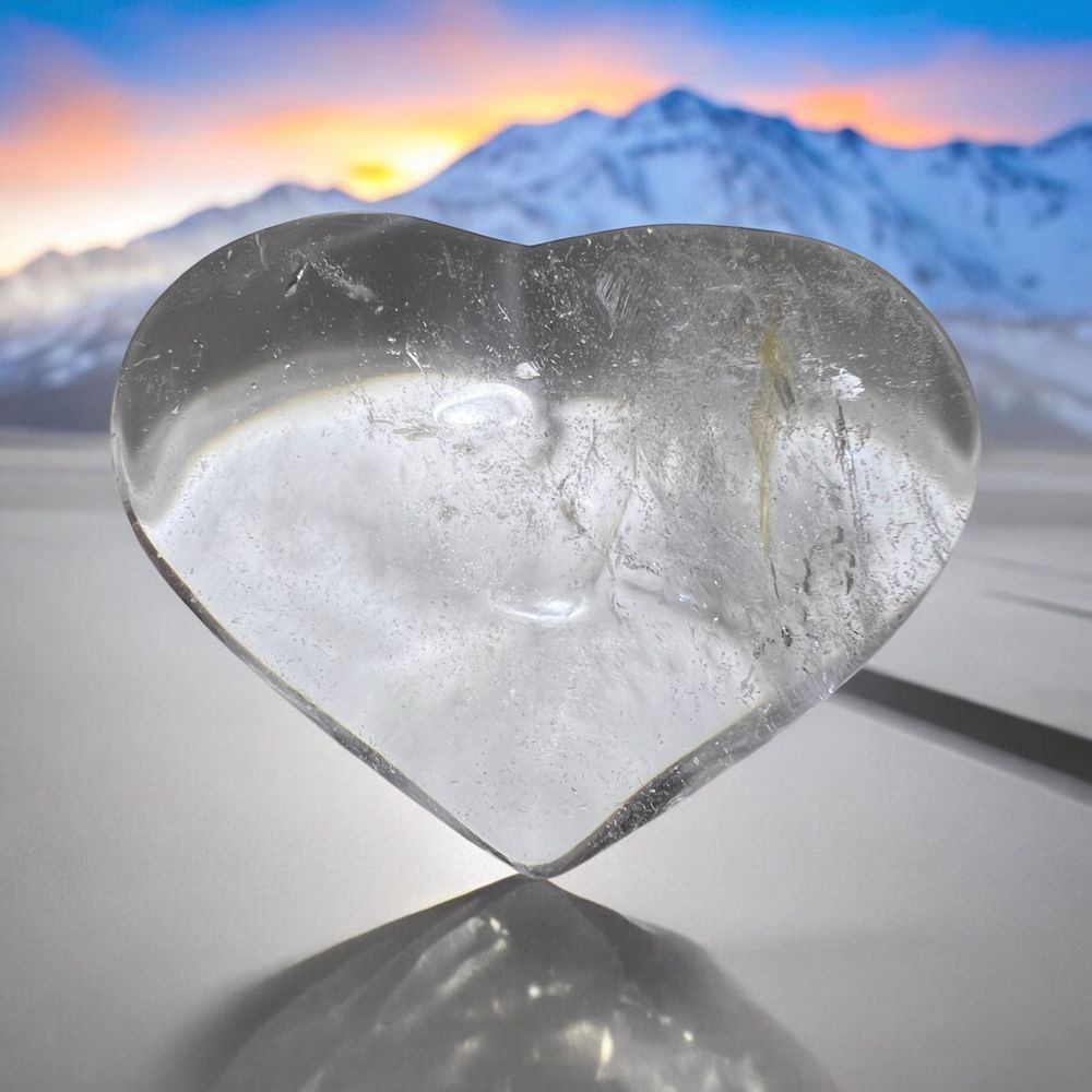 Clear Quartz Crystal Heart Carving
