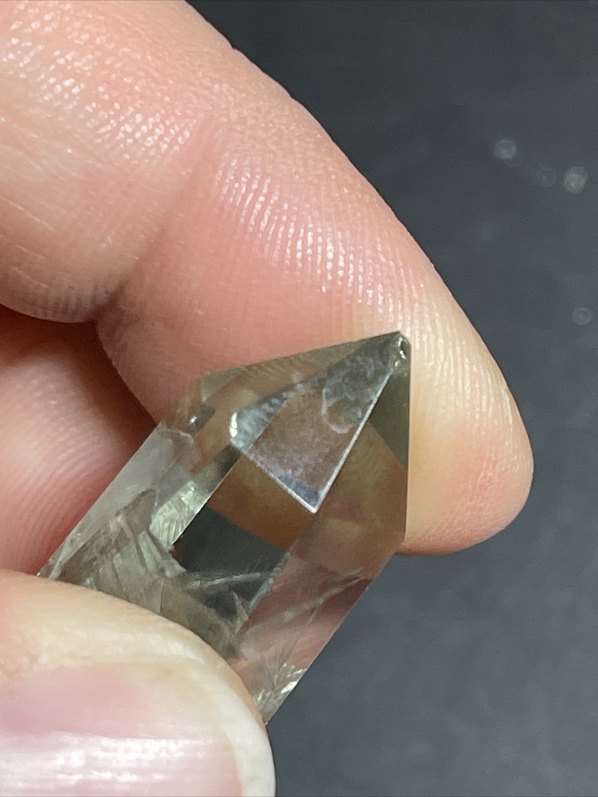 Prasiolite Green Amethyst Tower Point with Rainbows 1.58in Tall 9g