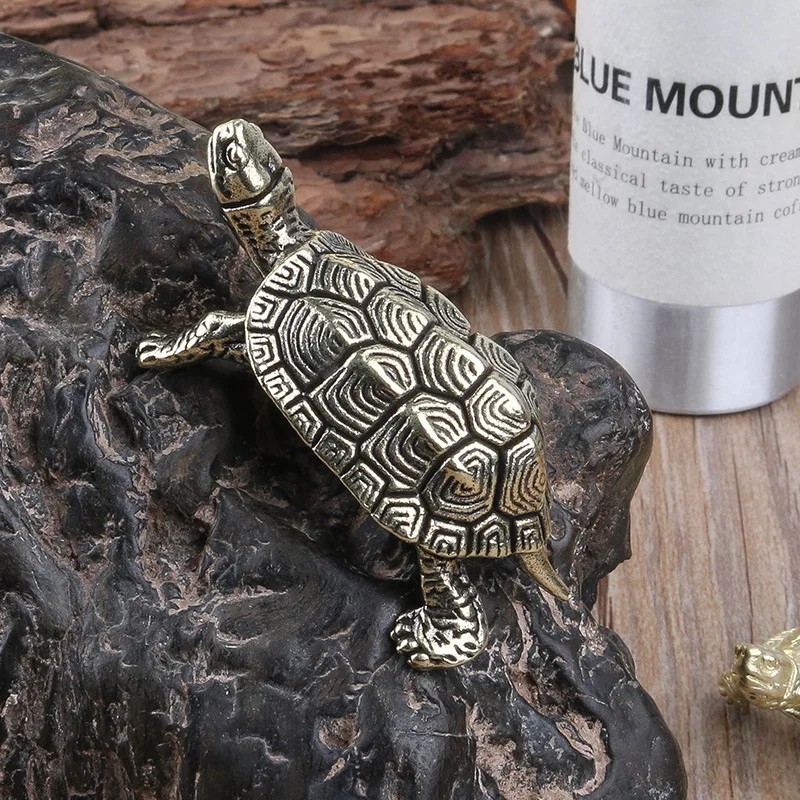 Vintage Copper Turtle Statue Feng Shui Tortoise Ornament Home Decor Gift
