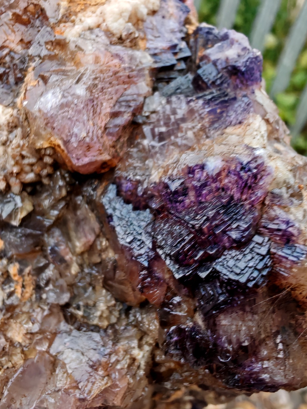 Blue John Fluorite Large Raw Crystal Cluster On Fossil Matrix