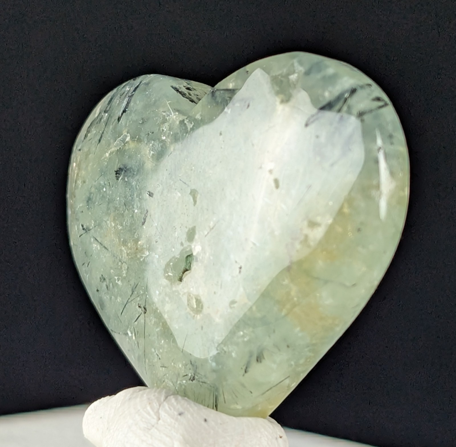 Prehnite Heart Carving Crystal Gemstone Chakra Reiki Mineral