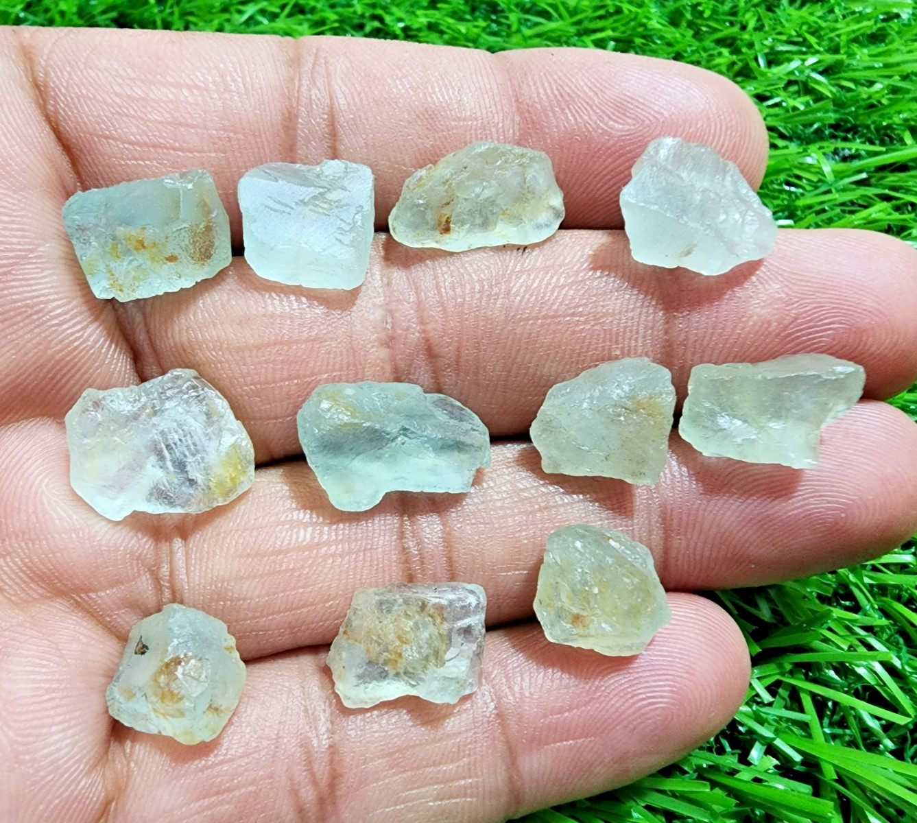 Stunning Blue Aquamarine Gemstone Rough 11Pcs Lot 11-17mm Aquamarine Raw Stones