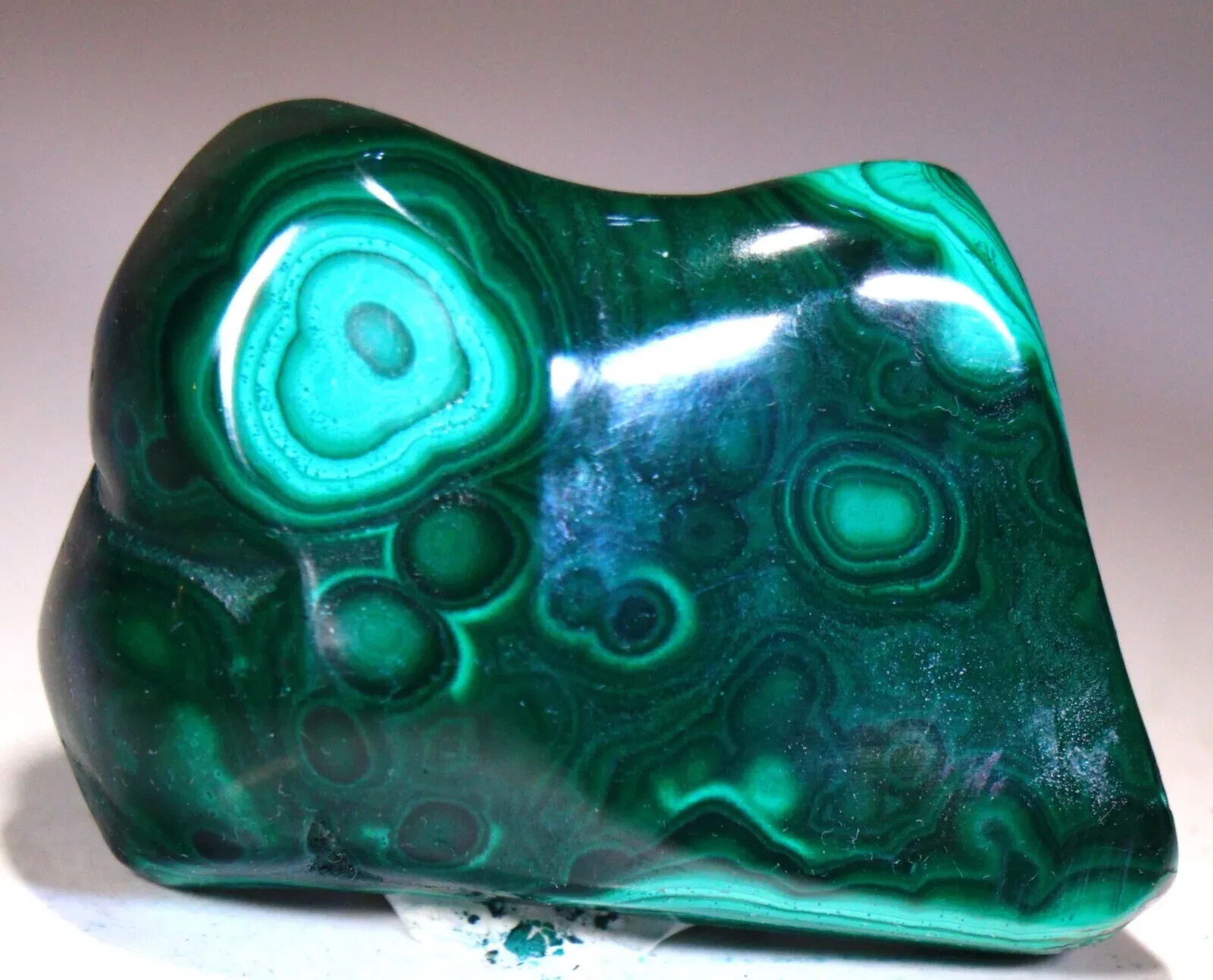2.75″ 4.8 oz Top Quality Polished Bull’s Eye Malachite, Congo!