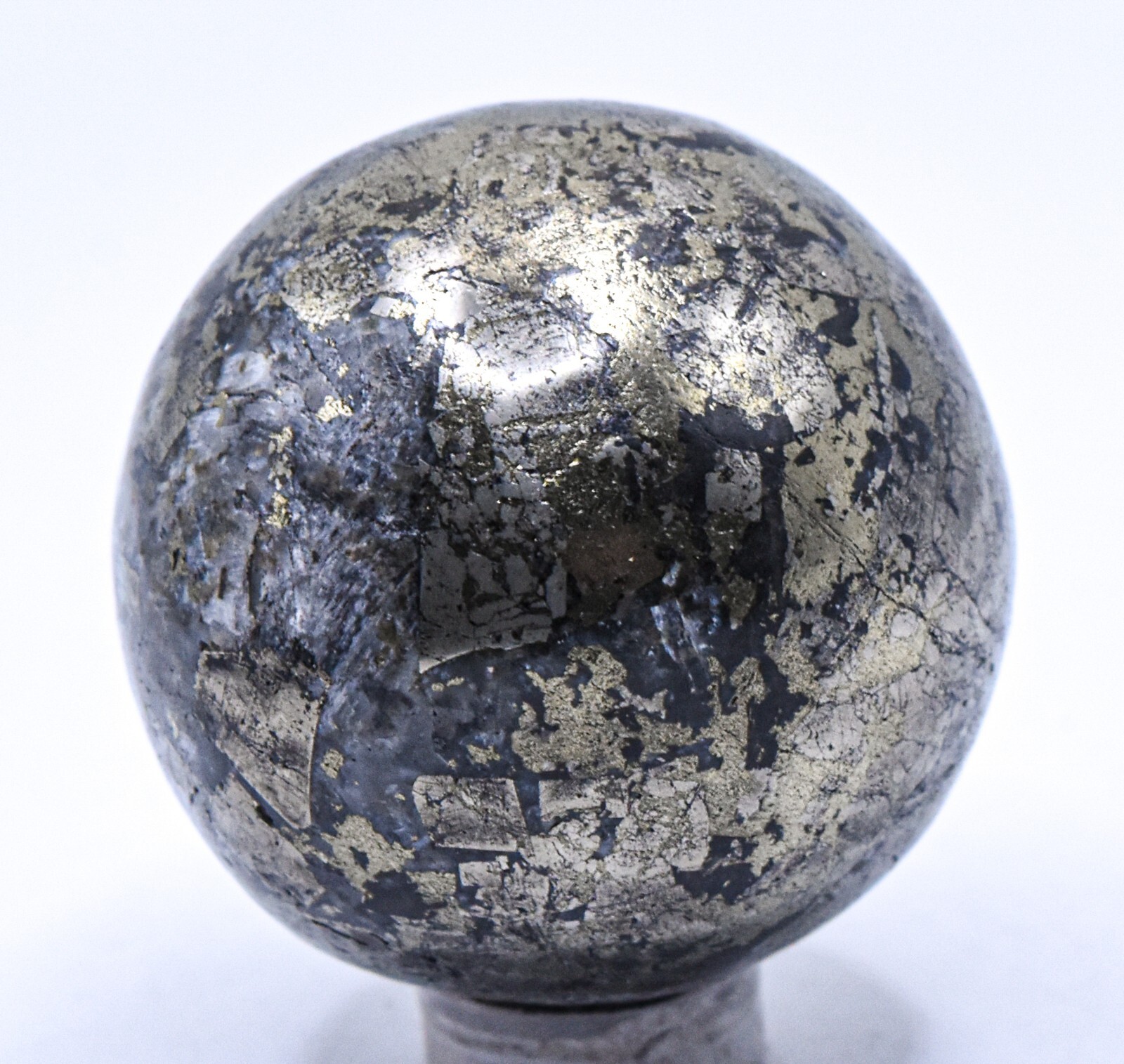 41mm Chalcopyrite w/ Pyrite Hematite Calcite Sphere Natural Mineral Ball – Peru