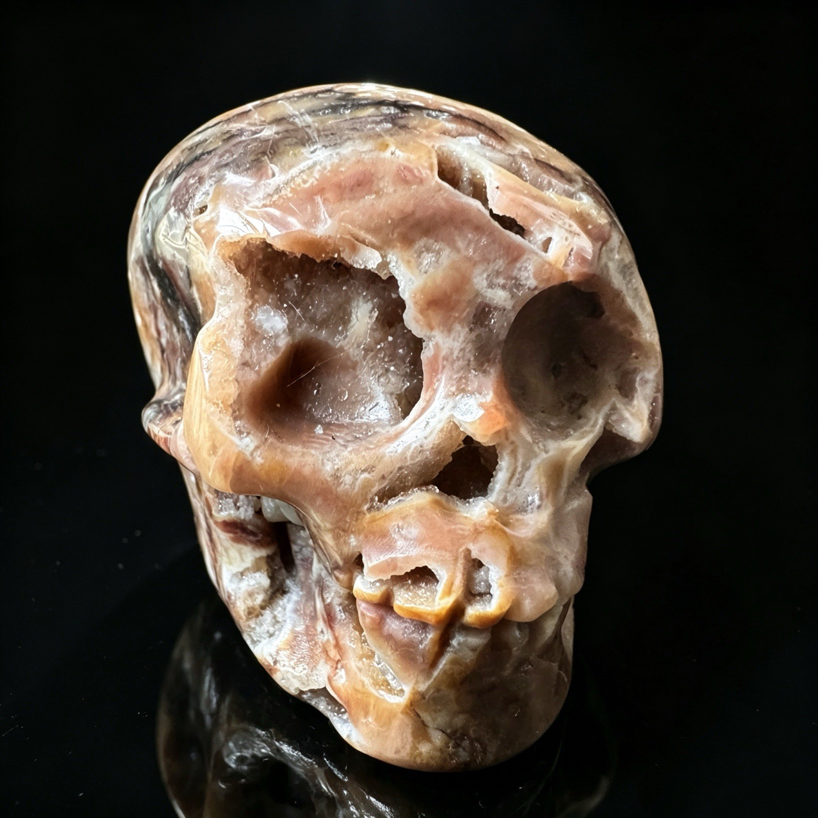 Crystal Skull, Hand Carved Natural Sphalerite Specimen for Collection, Home Deco