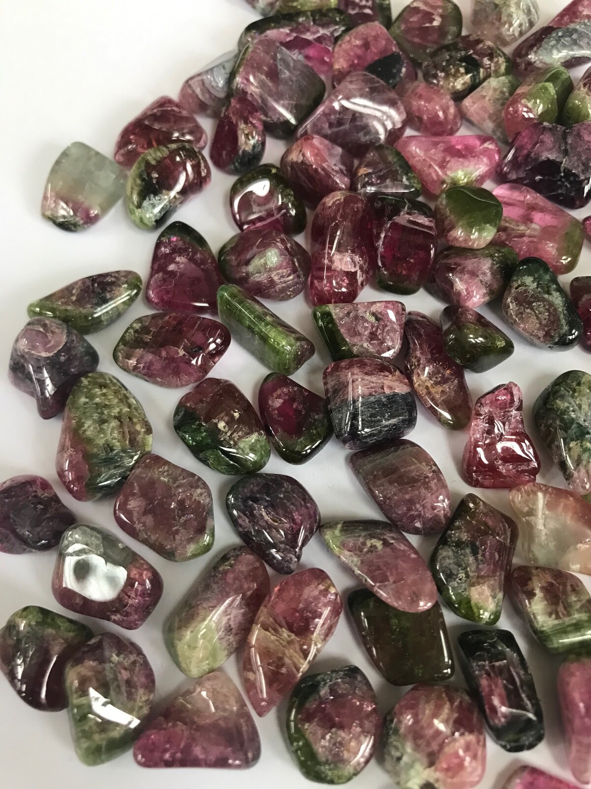 RARE 10g Watermelon Tourmaline Tumbled stones (Approx 6 stones) 13-18mm