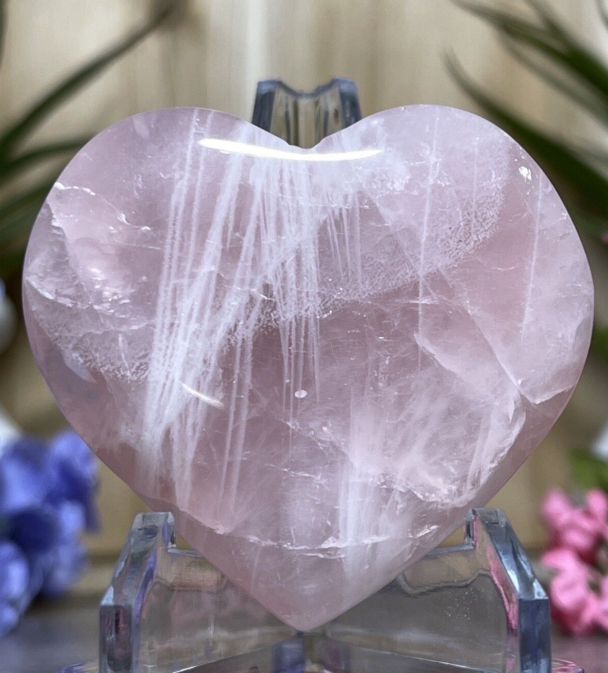 ROSE QUARTZ HEART – Palm stone Mineral Pink Chakra Reiki Witch Wiccan Yoga Decor