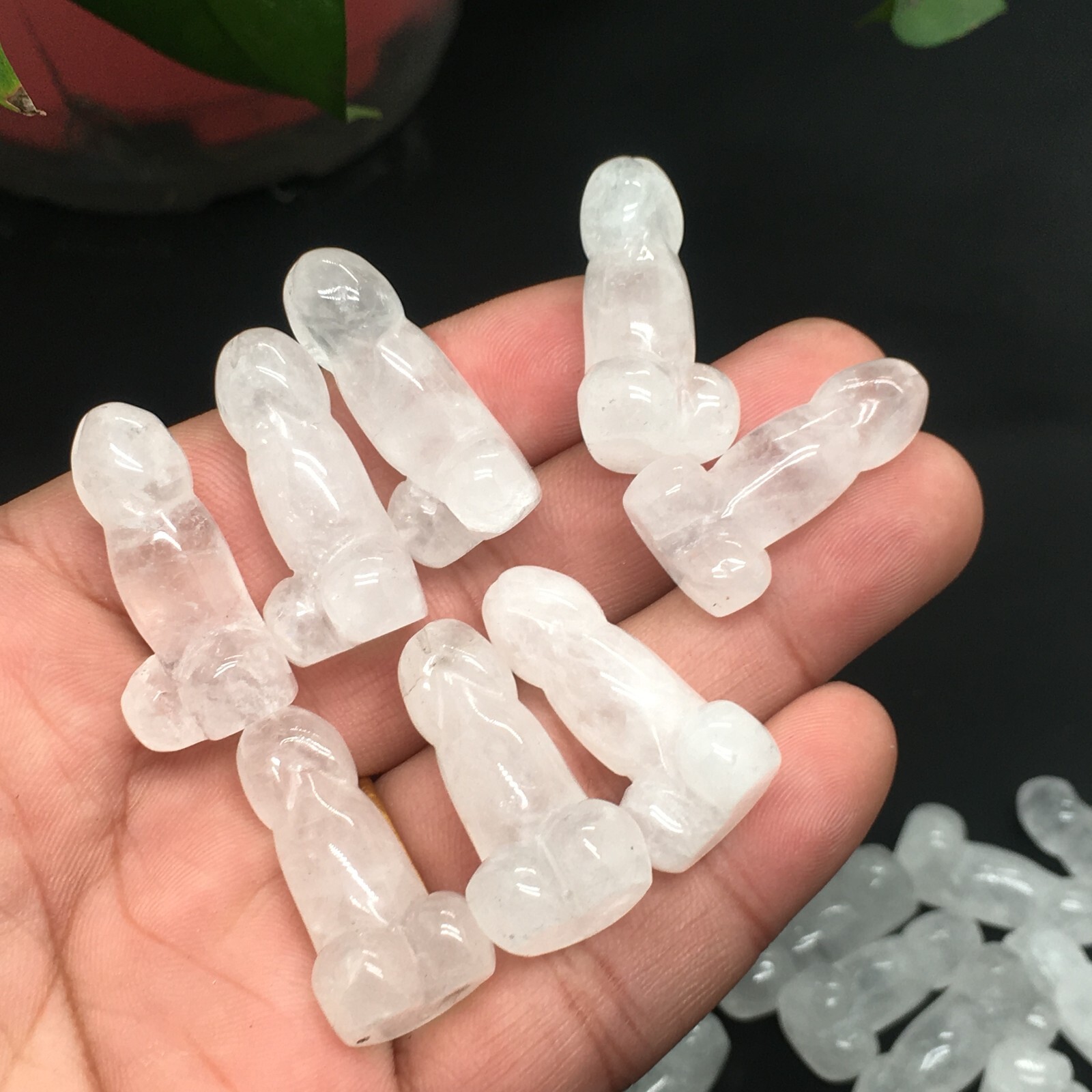5pcs Natural white Male penis Quartz crystal Figurines Gem reiki healing random