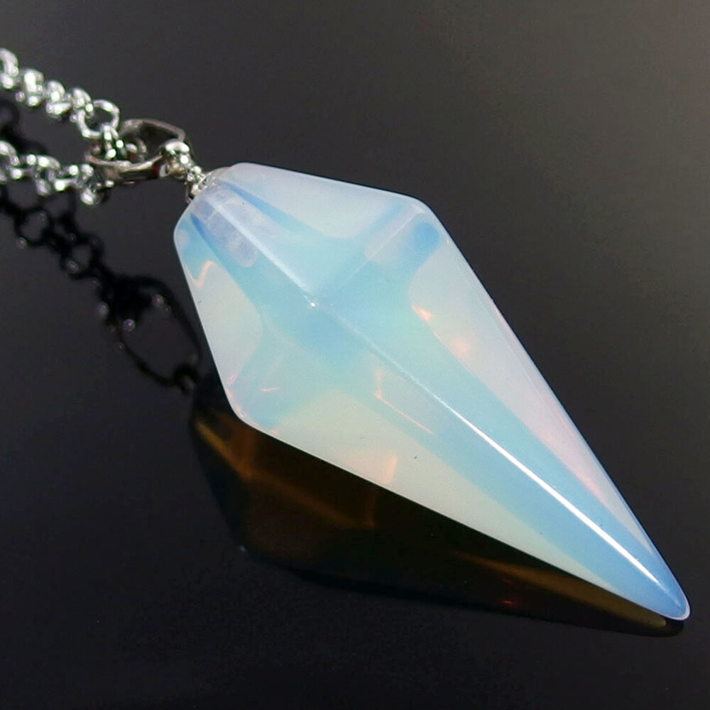 Cone Pendulum Natural Crystal Gemstone Hexagonal Point Pendant Energy Healing