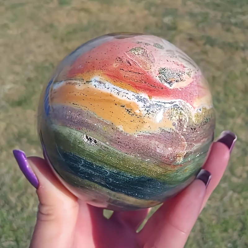 Random Natural Ocean Jasper Crystal Sphere Quartz Ball Healing Reiki Decor Gift