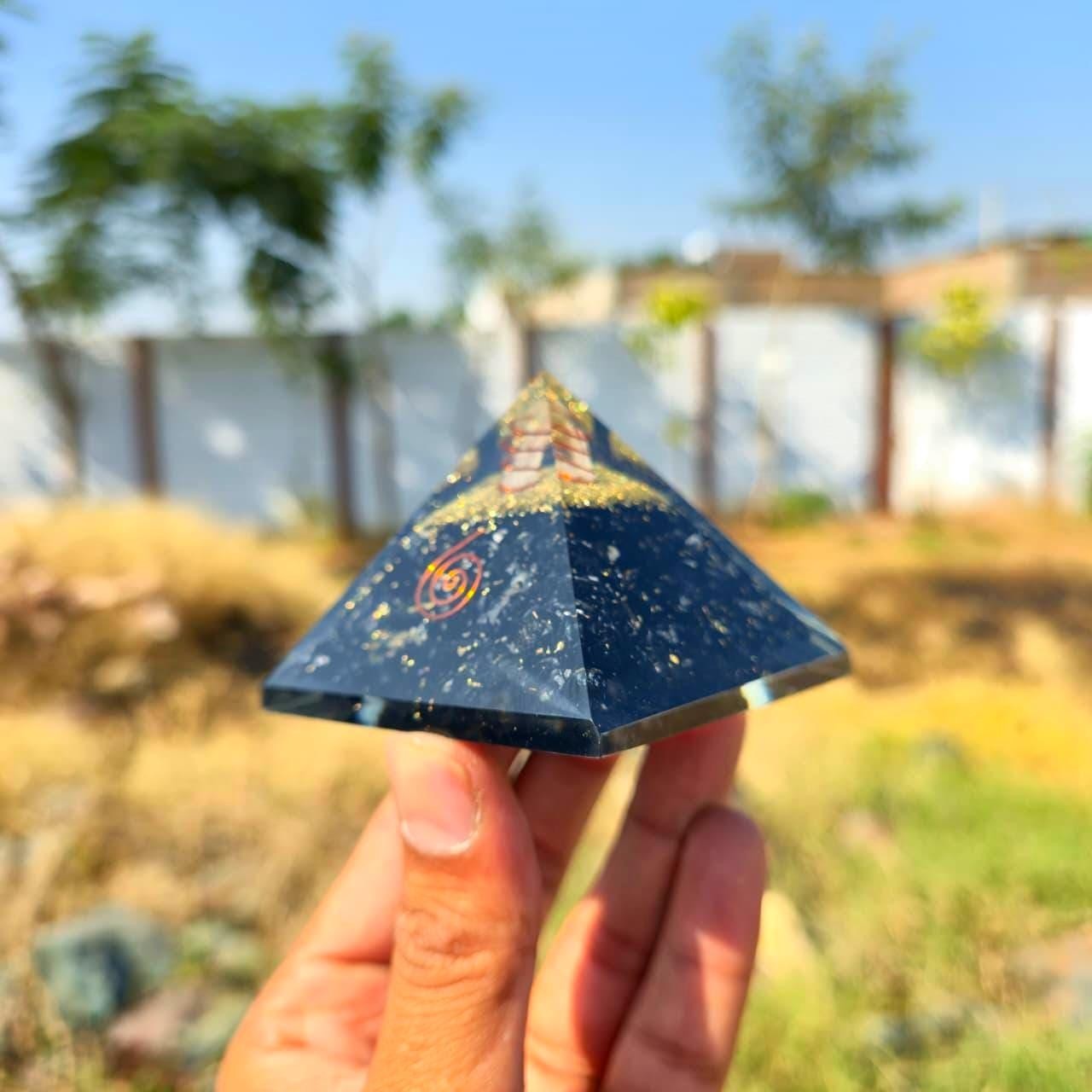 Black Tourmaline Orgone Pyramid EMF Protection Healing Crystal Root Chakra